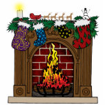 Christmas Fireplace Ornament Cut Out