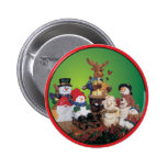 Christmas friends with snowmen pinback button