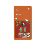 Christmas gift label with cute bear