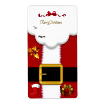 Christmas Gift Santa Suit Tag Gold Red White Xmas Custom Shipping Label