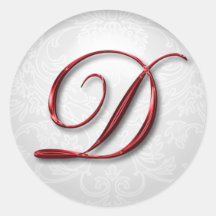 Christmas Gift Sticker Red Monogram