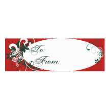 Christmas Gift Tag Red Green Business Cards