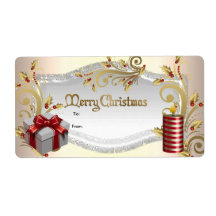 Christmas Gift Tag Red White Xmas Personalized Shipping Labels