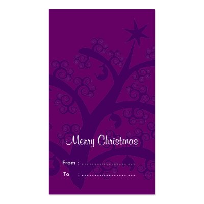 Christmas Gift tags: Purple Christmas Tree Business Card Template by adellaandmella