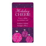 Christmas gift wine label baubles pink purple name
