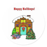 Christmas Gingerbread House and Happy Holidays Sticker