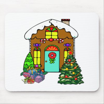 Christmas Gingerbread House Mouse Mats by bonfirechristmas