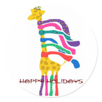 Christmas Giraffe, Happy Holidays stickers