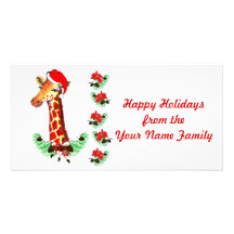Christmas Giraffe Photo Greeting Card