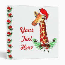 Christmas Giraffe Vinyl Binders
