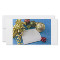 Christmas gold curly ribbon photo greeting card