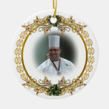 Christmas gold wreath Photo ornament,