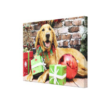 Christmas - Golden Retriever - Scarlet Stretched Canvas Print