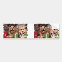 Christmas - Golden Retriever Sidney - Corgi Cal Bumper Sticker