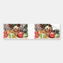 Christmas - Golden Retriever - Wrigley Bumper Sticker