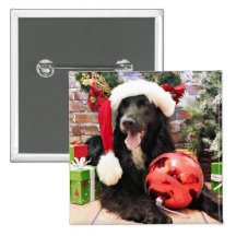 Christmas - Golden Retriever X - Colby Pinback Buttons