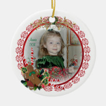 Christmas Grandchild portrait in wreath Christmas Ornament