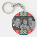 Christmas green red tile photoframe key chains