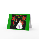 Christmas Green Wedding Heart Floral Wreath Card