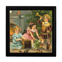 Christmas Greeting Kids, Tree, Toys Keepsake Box