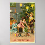 Christmas Greeting Kids, Tree, Toys posters