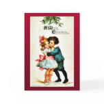 Christmas greeting with a boy hugs a girl cards