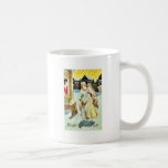 Christmas greeting with an angel taking a child on coffee mugs