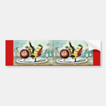 Christmas greeting with cartoon of wines and fruit bumper stickers