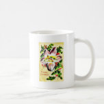 Christmas greeting with drawing of a house in a fl mugs