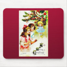 Christmas greeting with girls looking at the chris mouse pad