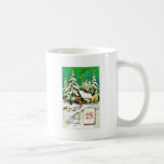Christmas greeting with house in a snow land showi coffee mug