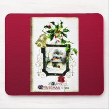 Christmas greeting with scenary and bell mouse pads