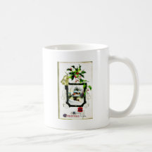 Christmas greeting with scenary and bell coffee mugs