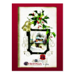 Christmas greeting with two angels huging postcard
