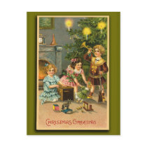 Christmas Greetings Victorian Art Xmas Cards Postcard