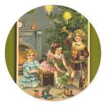 Christmas Greetings Victorian Art Xmas Cards Sticker