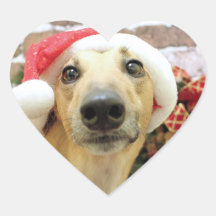 Christmas - Greyhound - Pena Heart Sticker