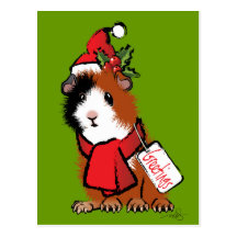 Christmas Guinea Pig Greeting Post Card