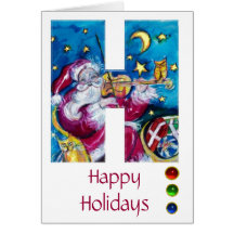 CHRISTMAS H LETTER / INSPIRED SANTA MONOGRAM GREETING CARDS