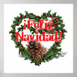 Christmas Heart Wreath (Feliz Navidad) Poster