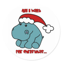 Christmas Hippo Sticker