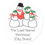 Christmas Holiday Address Label-Snowmen Family Sticker