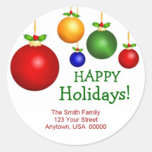 Christmas Holiday Address Labels Round Stickers