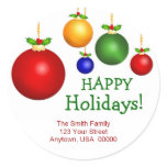 Christmas Holiday Address Labels Round Stickers