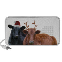 Christmas Holiday Cows in Santa Hat and Antlers Travelling Speaker