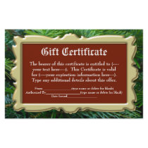 Christmas Holiday Gift Certificate Stationery