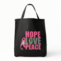 Christmas Holiday Hope Love Peace Breast Cancer Tote Bag