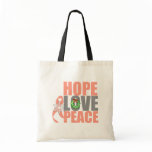 Christmas Holiday Hope Love Peace Uterine Cancer Canvas Bag