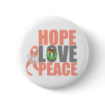 Christmas Holiday Hope Love Peace Uterine Cancer Pinback Button