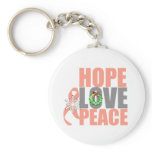 Christmas Holiday Hope Love Peace Uterine Cancer Key Chains